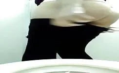 Girl with hairy ass pooping over toilet
