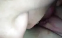 Licking her bloody pussy