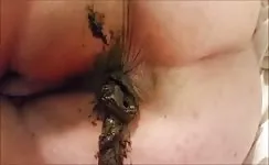 BBW babe shitting on her knees