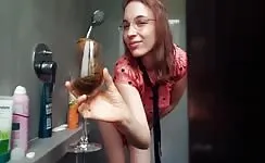 Cute girl shitting in the shower