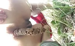 Hot milf pooping outdoor