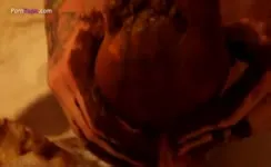 Giving a scat footjob