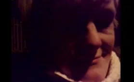 Blonde woman poops outdoors