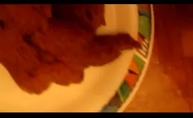 Lady takes a dump on his dick