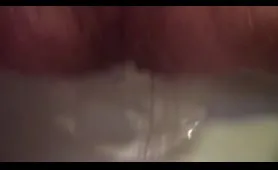 Guy drops a lengthy load in the bathroom
