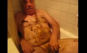 Dirty Old Guy Takes a Crap in the Bathtub