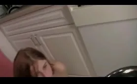 Whore takes a nasty dump while sucking cock