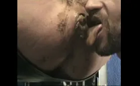 Gay man drops a big load and licks Ass
