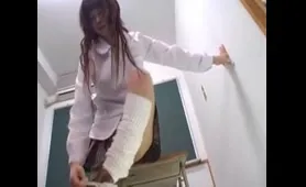 Asian Lady Pisses in Classroom