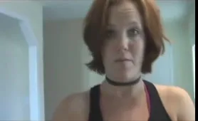 Sexy mom pisses on the floor