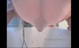 A woman drops a load in her panties