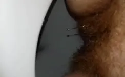 Hairy babe pooping