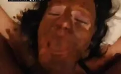 Covered entire face with fresh shit