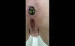 She's pushing a big turd from tight ass