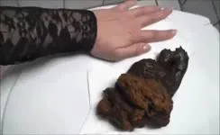Shaved babe pooping