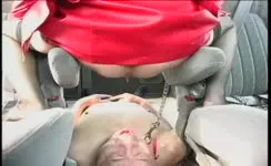 Playing with her pussy while pooping