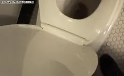 Busty brunette pooping