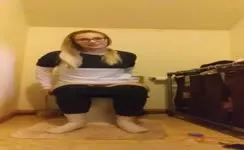 Hot blonde milf shits in her pants