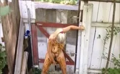 British babe smears shit on entire body