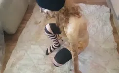 College girl smears a lot of shit