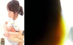 Dark haired japanese girl pooping