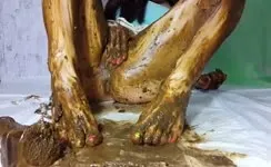 College girl masturbates with poop
