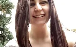 Sexy shaved teen peeing outdoor