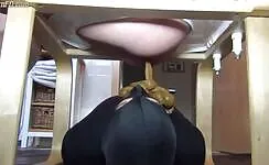 Curvy blonde mommy pooping on her chub hubby 