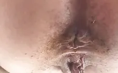 Hairy pooping asshole POV