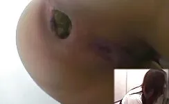 Closeup view of sexy pooping asshole 