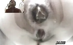 Sweet Asian babe pooping massive hard ball 