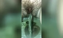 Amateur hairy pussy guy pooping 