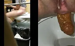 Sweet pooping young chick 