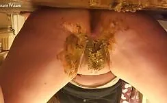 Slut poops and stuffs herself with shit