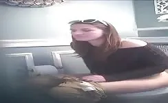 Blonde whore Erin wiping her ass