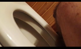 A filthy woman dumps a load in the toilet