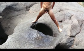 Woman Poops and Pisses in a Natural Hole