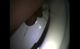 Lady Shits Over the Toilet