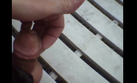 Old dude drops a load outdoors