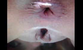Slut Craps While Fondling Her Breasts