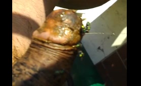 Babe Drops a Nasty Load on His Cock