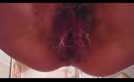 Hairy Woman Takes a Big Dump