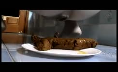 Shitting two times on a plate