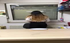 Horny schoolgirl shitting a lot on white plate