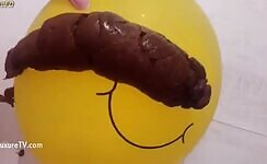 She dropped a heavy turd on plastic balloon