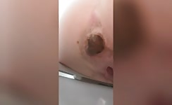 Sweet ass poops thick brown load 