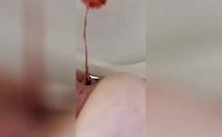 Amateur horny wife pooping at home