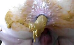 Fat pussy and twitching asshole closeup poop 